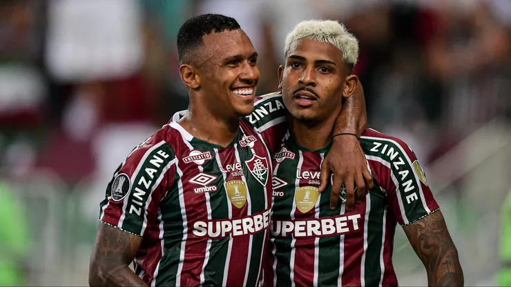 John Kennedy e Marquinhos quando atuavam pelo Fluminense. Foto: Thiago Ribeiro/AGIF