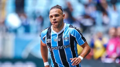 Braithwaite chegou ao Grêmio para as oitavas da Libertadores.