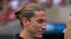 Filipe Luis durante jogo do Fla no Brasileirão 2024.