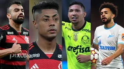 Confira as principais saídas, chegadas e especulações deste domingo (05/01). Fotos: Fabrício Bruno, Bruno Henrique e Rony (AGIF); Claudinho (Getty Images)