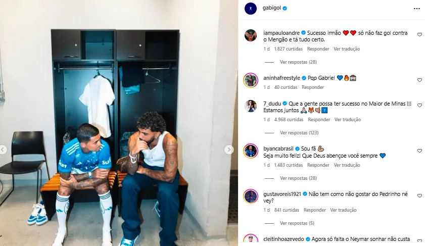 Postagem de Gabriel. Foto: Reprodução/Instagram oficial Gabriel Barbosa