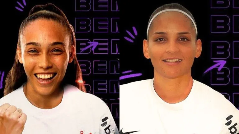 Julia Passari, ex-Palmeiras e Letícia Teles,ex-Bragantino reforçam o elenco alvinegro nesta nova temporada. Foto: Divulgação/Corinthians