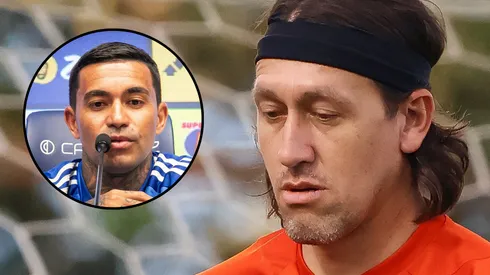 Cássio e Dudu, hoje no Cruzeiro. Fotos: Joisel Amaral e Fernando Moreno/AGIF