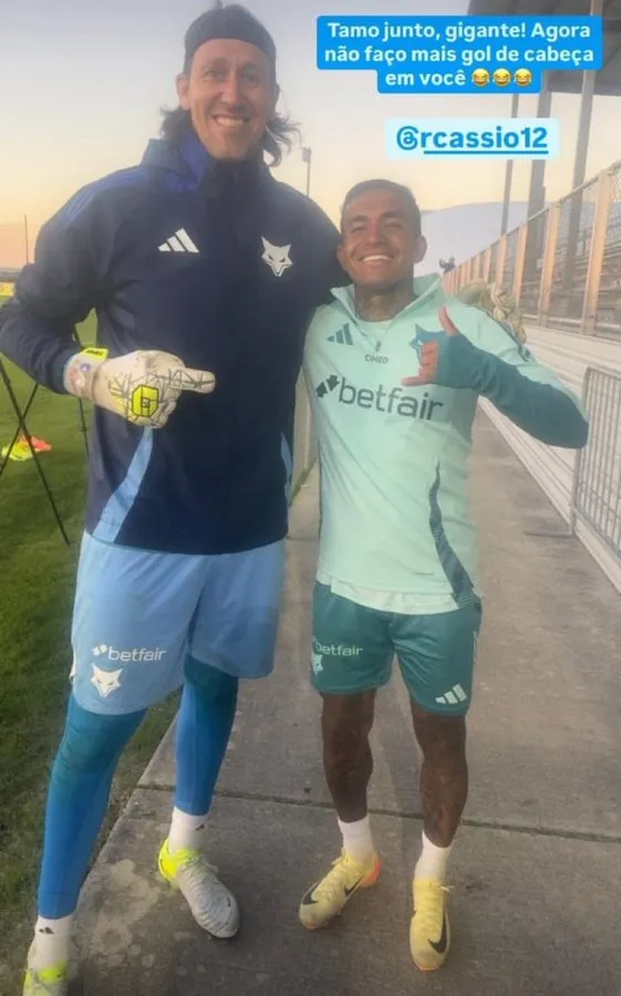 Dudu e Cássio com texto na imagem. Foto: Reprodução/Instagram oficial Dudu