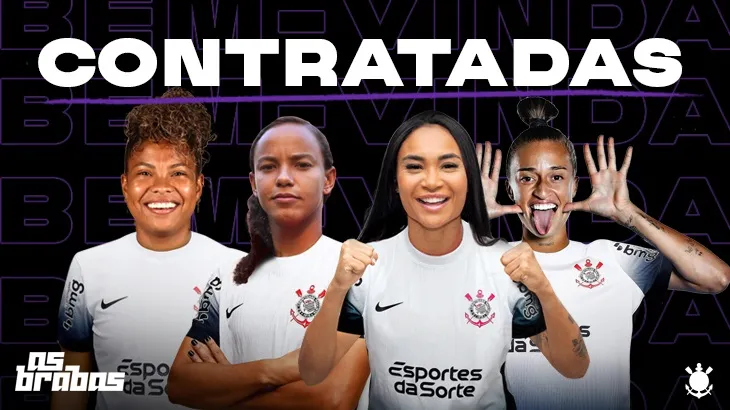 Dayana Rodríguez, Letícia Monteiro, Thaís Regina e Ariel Godoi integram o elenco das Brabas para um novo clico, em busca de grandes conquistas em 2025. Foto: Divulgação/Corinthians