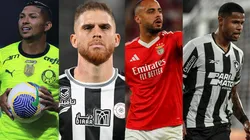 Todas as novidades sobre chegadas e saídas dos times brasileiros nesta quarta-feira (08/01). Fotos: Rony e Junior Santos (AGIF); Cuellar e Artur Cabral (Getty Images).