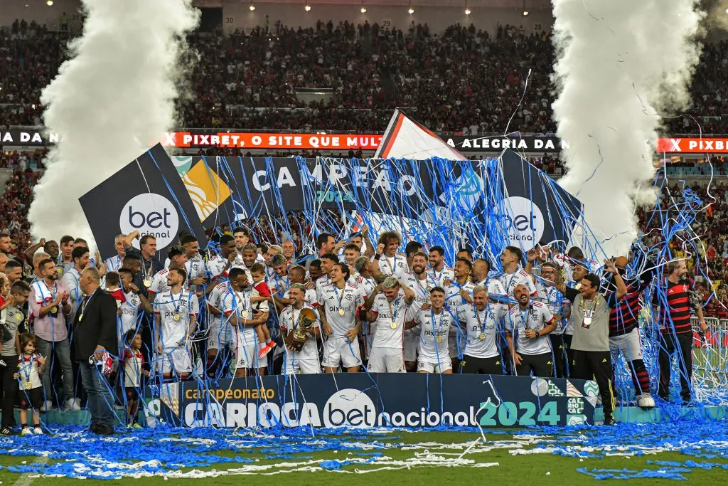 O Flamengo é o atual campeão do Campeonato Carioca. Venceu o Nova Iguaçu na decisão, em 2024. Foto: Thiago Ribeiro/AGIF