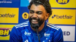 Gabigol durante sua apresentacao oficial como jogador do Cruzeiro em coletiva de imprensa realizada no Mineirao. Foto: Fernando Moreno/AGIF