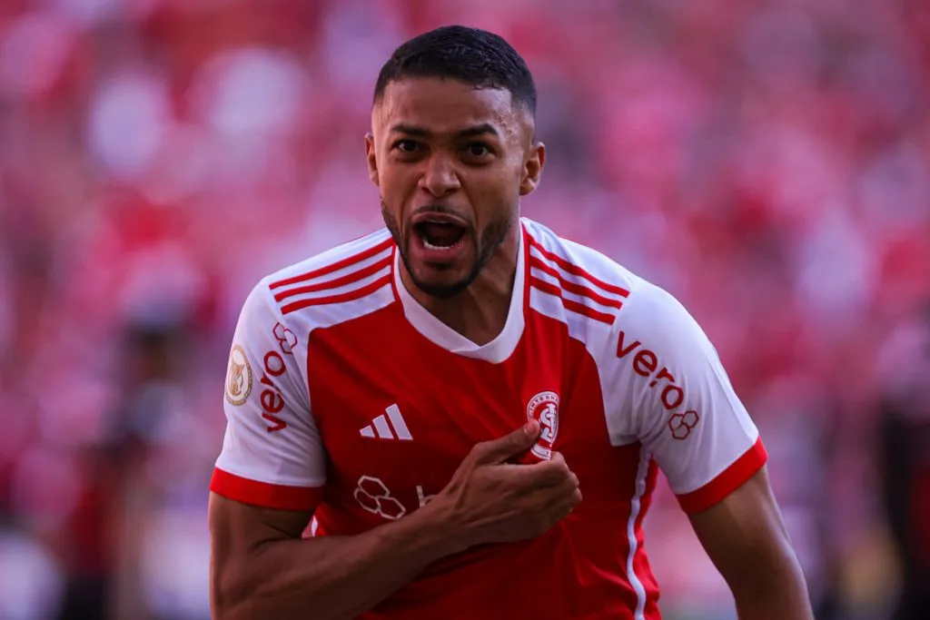 Wanderson após marcar pelo Internacional. Foto: Maxi Franzoi/AGIF