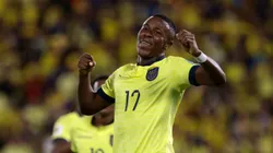 GUAYAQUIL, ECUADOR - NOVEMBER 14: Alan Minda of Ecuador celebrates after scoring the team's fourth goal during the South American FIFA World Cup 2026 Qualifier match between Ecuador and Bolivia at Estadio Monumental Isidro Romero Carbo on November 14, 2024 in Guayaquil, Ecuador. (Photo by Franklin Jacome/Getty Images)