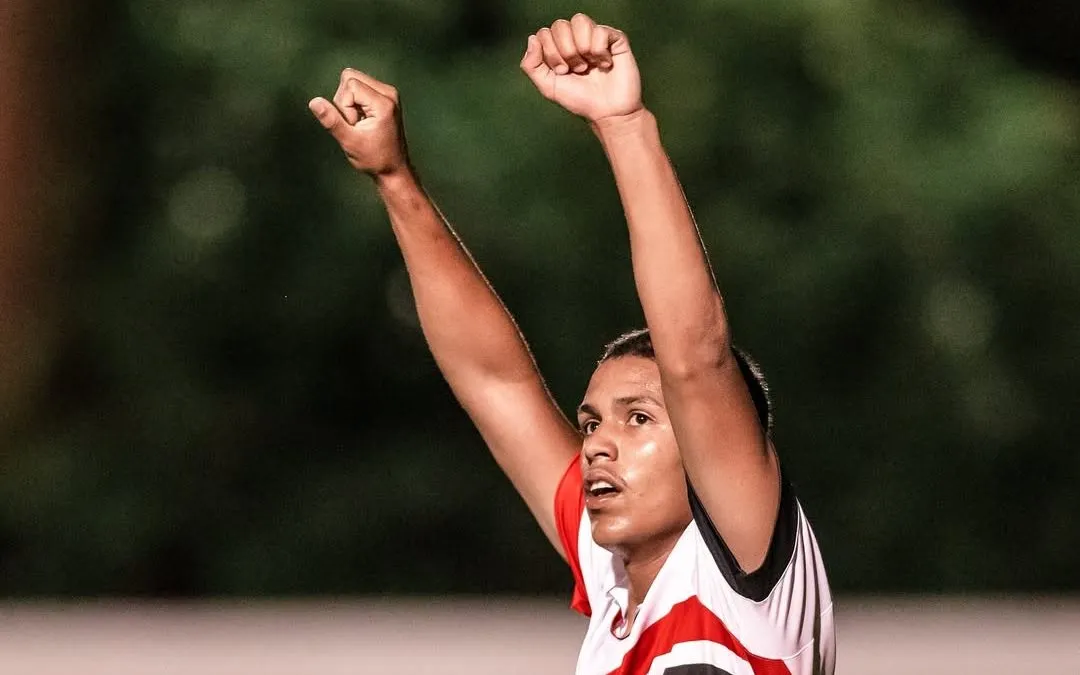 Ryan Franciso, atacante da base e um dos destaques na goleada sobre o América-RN neste domingo. Foto: Guilherme Veiga / São Paulo FC