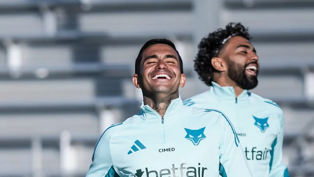 Dudu e Gabigol em treino do Cruzeiro