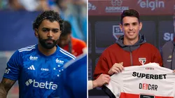 Gabigol no Cruzeiro e Oscar no São Paulo - Foto: AGIF e X oficial do @SaoPauloFC