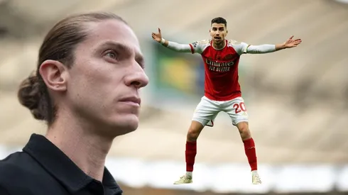 Filipe Luís é o grande entusiasta da contratação de Jorginho - Fotos: Jorge Rodrigues/AGIF e Ian MacNicol/Getty Images