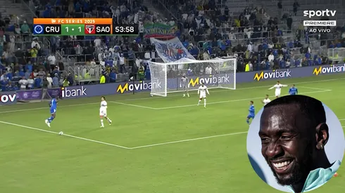 Bolasie 'aprontou' diante da zaga do São Paulo em estreia do Cruzeiro na FC Series - Fotos: Reprodução/SporTV e Gustavo Aleixo/CEC