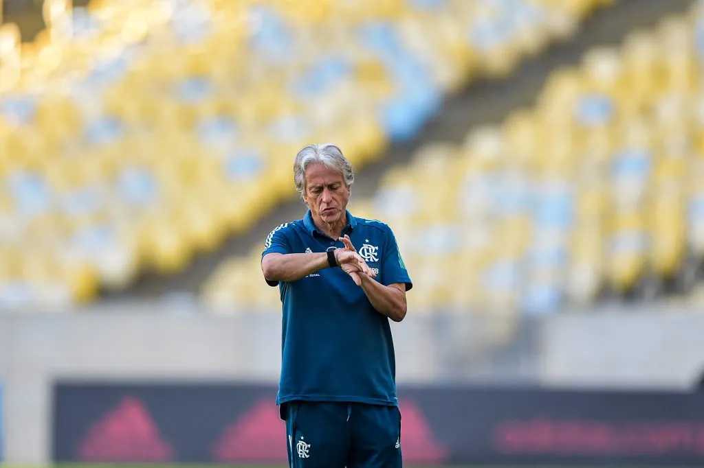 Jorge Jesus quando era treinador do Flamengo – Foto: Thiago Ribeiro/AGIF