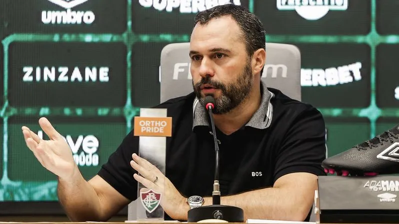 Mário Bittencourt concedeu entrevista coletiva. Foto: Lucas Merçon/Fluminense FC