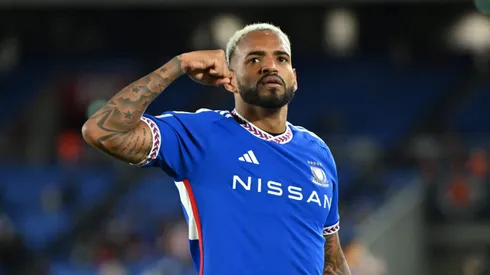 YOKOHAMA, JAPAN - MARCH 13: Anderson Lopes of Yokohama F.Marinos celebrates after scoring the team's first goal during the AFC Champions League quarter final second leg match between Yokohama F.Marinos v Shandong Taishan at Yokohama International Stadium on March 13, 2024 in Yokohama, Kanagawa, Japan. (Photo by Kenta Harada/Getty Images)