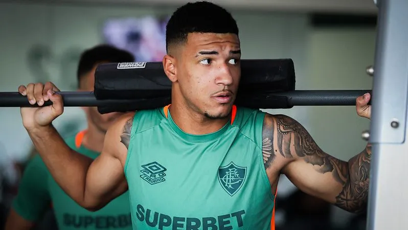 Kauã Elias em treino pelo Fluminense. Foto: Marina Garcia/Fluminense FC