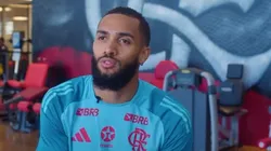 Juninho, do Flamengo, em entrevista para a FlaTV, no Ninho do Urubu (Foto: Reprodução / FlaTV)