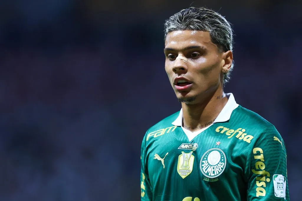 Richard Rios, do Palmeiras, durante partida contra o Gremio no Allianz Parque, pelo Campeonato Brasileiro A 2024. Foto: Marcello Zambrana / AGIF