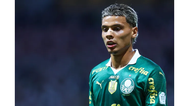 Richard Rios, do Palmeiras, durante partida contra o Gremio no Allianz Parque, pelo Campeonato Brasileiro A 2024. Foto: Marcello Zambrana / AGIF