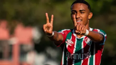 Kayky Almeida comemorando. Foto: Leonardo Brasil/Fluminense FC