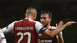 André Horta comemorando gol pelo Braga, de Portugal.