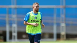 Cuellar ainda não pode estrear pelo Grêmio. Cuellar em seu primeiro treino pelo Grêmio. Foto: Guilherme Testa/Grêmio FBPA