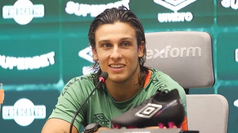 Canobbio é apresentado e dá entrevista coletiva. Foto: Marina Garcia/Fluminense