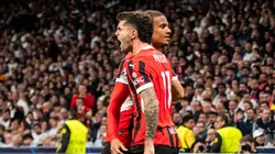 Christian Pulisic comemora gol marcado em partida da UEFA Champions League entre Milan e Real Madrid. Foto: Independent Photo Agency / Alamy Stock Photo