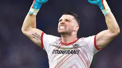 Tiago Volpi durante partida entre Monterrey e Toluca, pelo Campeonato Mexicano. Foto: Azael Rodriguez