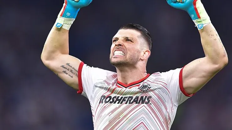 Tiago Volpi durante partida entre Monterrey e Toluca, pelo Campeonato Mexicano. Foto: Azael Rodriguez