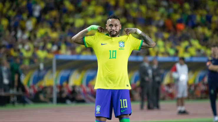 Neymar jogador do Brasil comemora seu gol durante partida contra o Bolivia no estadio Mangueirao pelo campeonato Eliminatorias Copa Do Mundo 2026. Foto: Fernando Torres/AGIF