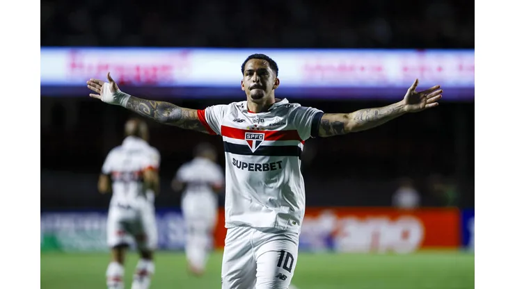 Luciano jogador do Sao Paulo comemora seu gol durante partida contra o Guarani no estadio Morumbi pelo campeonato Paulista 2025. Foto: Marco Miatelo/AGIF