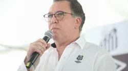 Marcelo Teixeira presidente do Santos durante lançamento do terceiro uniforme no estádio Paulo Machado de Carvalho, no bairro do Pacaembu, em São Paulo, nesta sexta-feira (13). Foto: Reinaldo Campos/AGIFLANCAMENTO DO TERCEIRO UNIFORME DO SANTOS F.C. - Marcelo Teixeira presidente do Santos durante lancamento do terceiro uniforme no estadio Paulo Machado de Carvalho, no bairro do Pacaembu, em Sao Paulo, nesta sexta-feira (13). Foto: Reinaldo Campos/AGIF