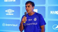 Gustavo Quinteros durante apresentação no Grêmio. Foto: Lucas Uebel / Grêmio