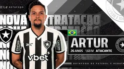 Artur é anunciado pelo Botafogo nas redes sociais. Foto: Divulgação / Botafogo