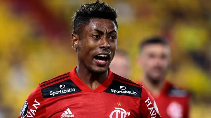 Bruno Henrique durante partida entre Barcelona-EQU e Flamengo, no Estádio Monumental, pela Libertadores 2021. Foto: Franklin Jacome