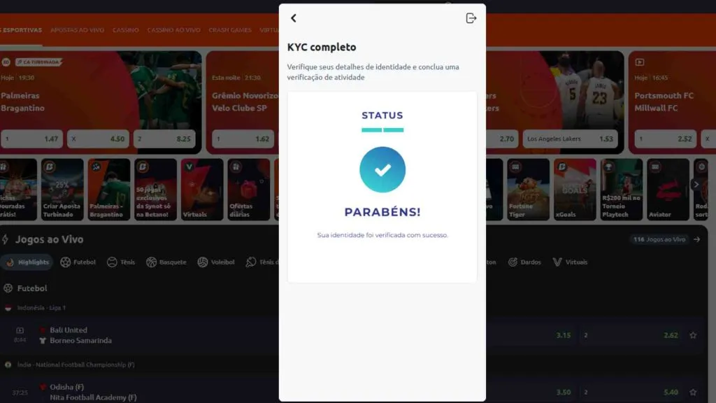 Após a confirmação você está apto a usar todos os recursos da sua conta.