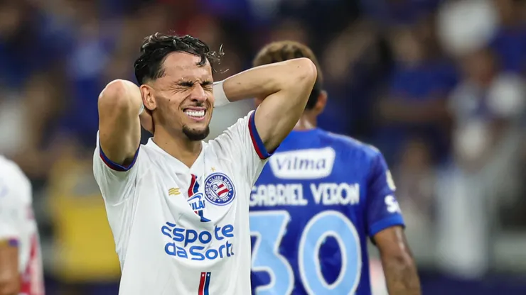 Biel jogador do Bahia lamenta durante partida contra o Cruzeiro no estádio Mineirão pelo campeonato Brasileiro A 2024. Foto: Gilson Lobo/AGIF