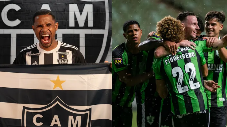 Atlético-MG pode estrear Junior Santos e o Coelho conta sua artilharia no Mineiro. FotoxFoto: Junior Santos (Divulgação/Atlético-MG; América-MG (AGIF)