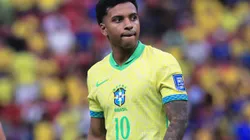 DF - BRASILIA - 15/10/2024 - ELIMINATORIAS COPA DO MUNDO 2026, BRASIL X PERU - Rodrygo jogador do Brasil durante partida contra o Peru no estadio Mane Garrincha pelo campeonato Eliminatorias Copa Do Mundo 2026. Foto: Ettore Chiereguini/AGIF