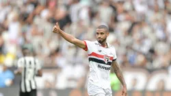 André Silva jogador do São Paulo durante partida contra o Botafogo no estádio Engenhão pelo campeonato Brasileiro A 2024. Foto: Thiago Ribeiro/AGIF