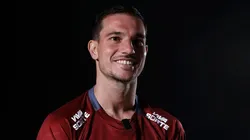 Cédric Soares em entrevista ao canal do São Paulo. Foto: Rubens Chiri/São Paulo
