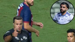 Gabigol fez 'hat-trick' em goleada do Cruzeiro, mas um dos pênaltis marcados por árbitro virou polêmica - Fotos: Reprodução/Premiere e Gustavo Aleixo/CEC