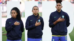 Jogadoras do Brasil em Hino Nacional (Sean M. Haffey/Getty Images)