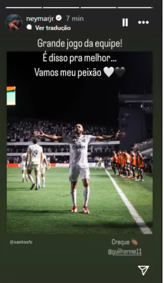 Mensagem de Neymar. Foto: Reprodução/Instagram oficial Neymar