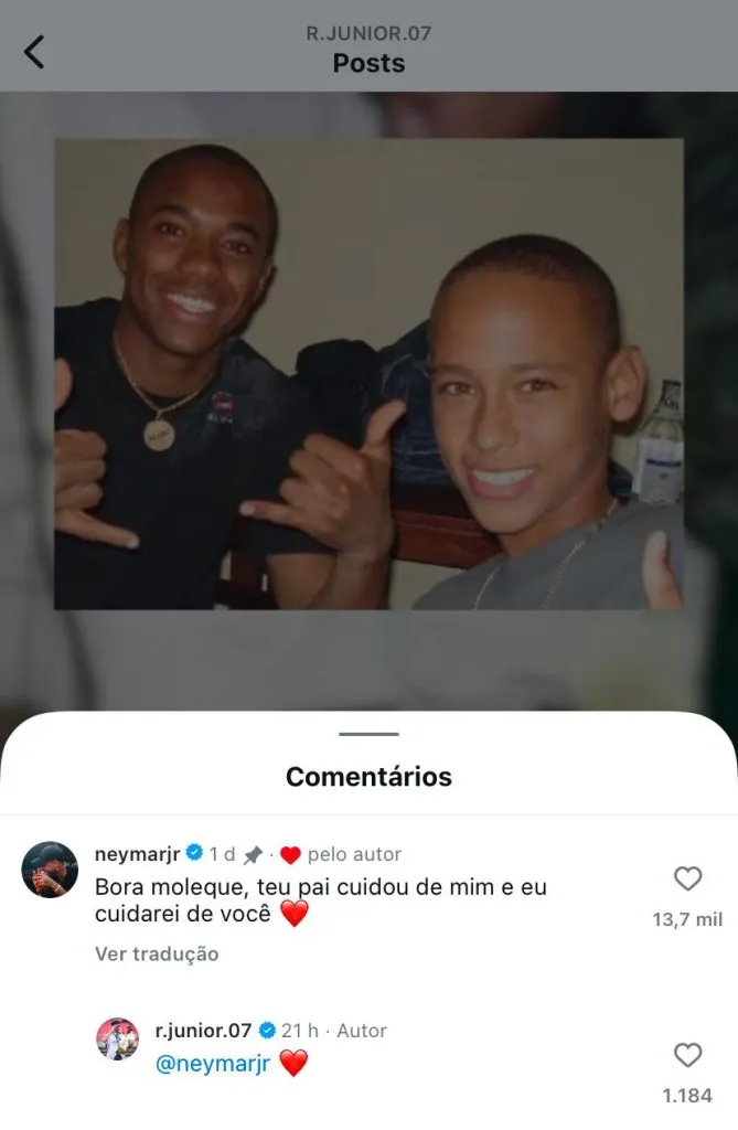 Neymar interagindo com Juninho. Reprodução/Instragam