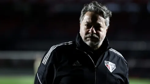 Julio Casares, presidente do São Paulo, durante partida contra o Palmeiras no Morumbis pela Copa do Brasil 2023. Foto: Marcello Zambrana / AGIF